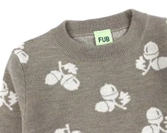 FUB hazel melange/ecru acorn strikbluse merinould